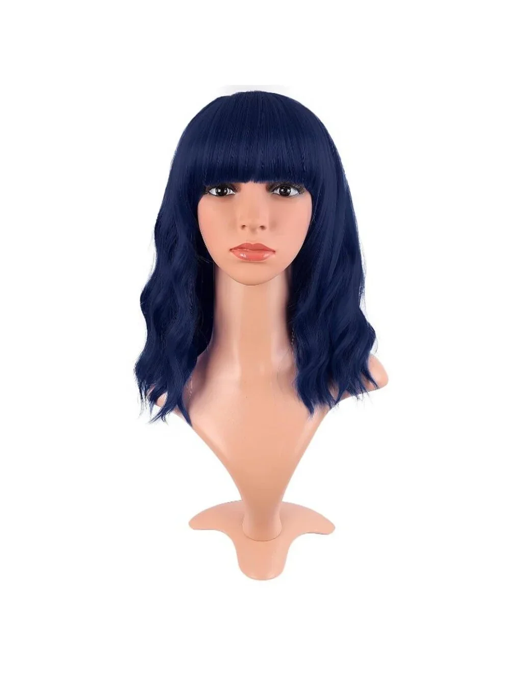 Women Midnight Blue 14 Inch Fresh Bright Synthetic Ordinary Short Wavy Curly Wig